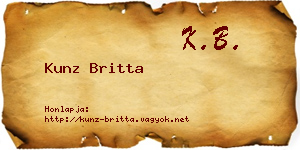 Kunz Britta névjegykártya